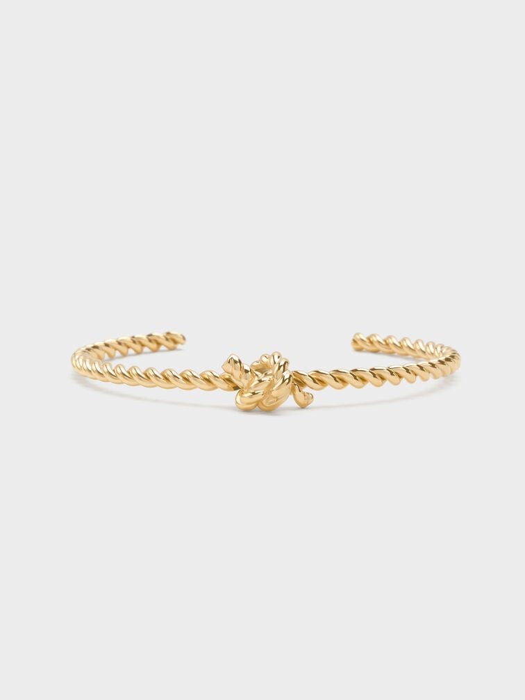 Sable Rope-Knot Cuff Bangle, Gold, hi-res