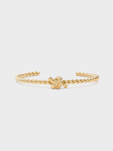 Sable Rope-Knot Cuff Bangle, Gold, hi-res
