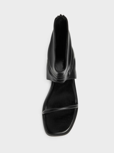 Joplin Ruched Boot Sandals, Black, hi-res
