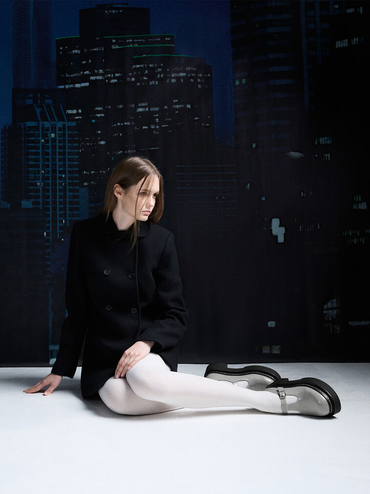 T-Bar Platform Mary Janes, Grey, hi-res