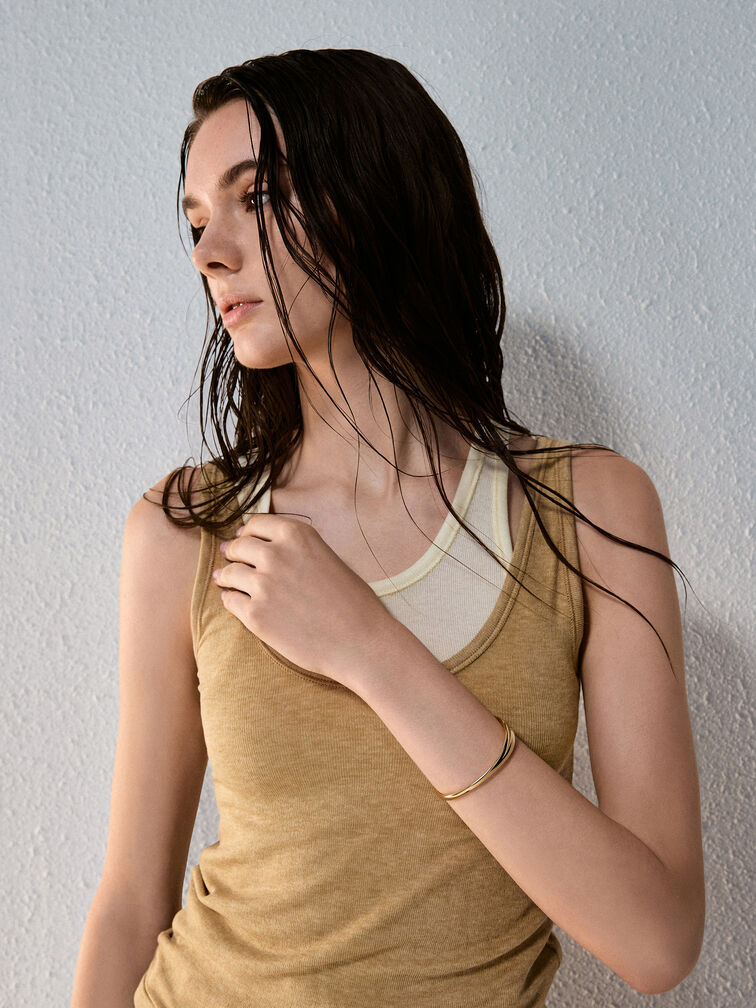 Donora Sculptural Cuff Bangle, Gold, hi-res