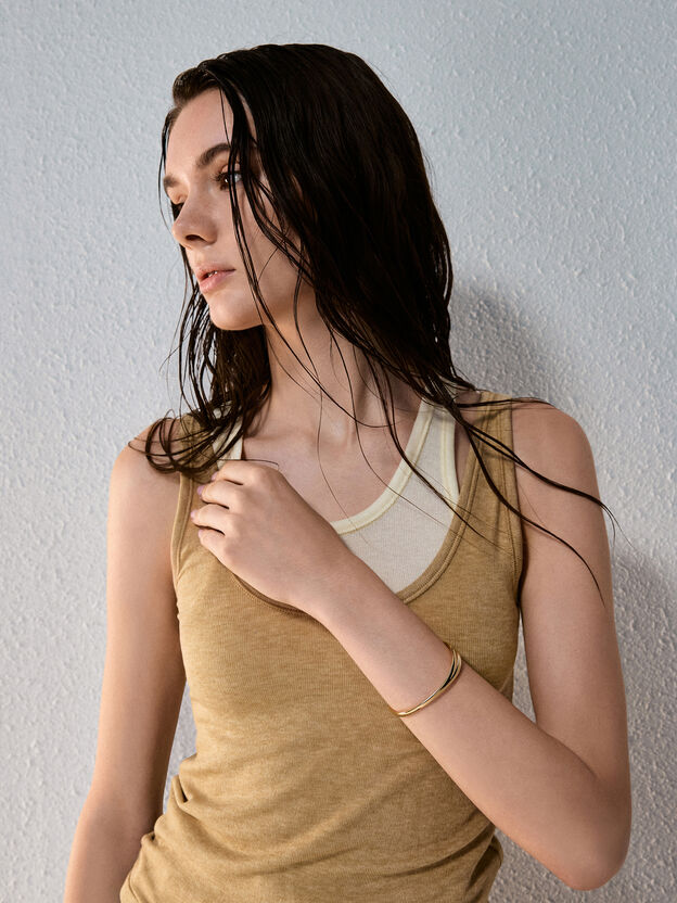 Donora Sculptural Cuff Bangle, Gold, hi-res