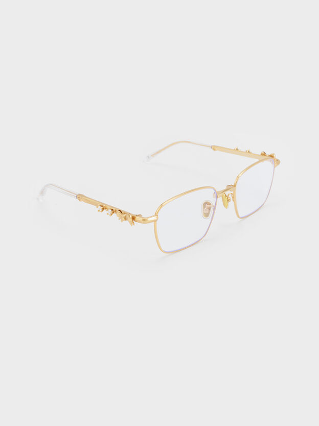 Paige Clear Rectangular Sunglasses, Brush Gold, hi-res