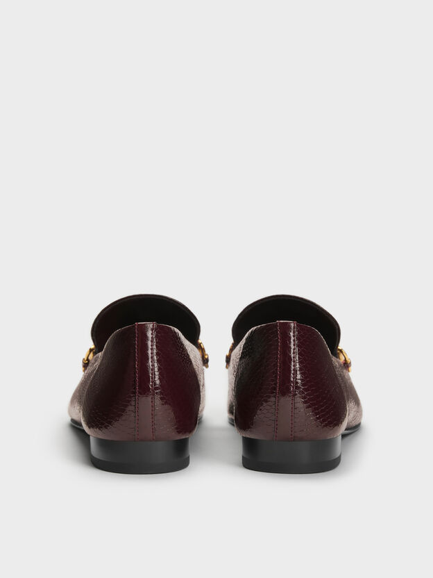 Snake-Print Metallic-Accent Loafers, Animal Print Burgundy, hi-res