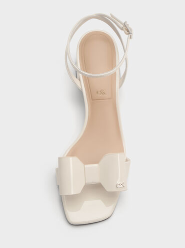 Lu Patent Leather Bow Heeled Sandals, Chalk, hi-res