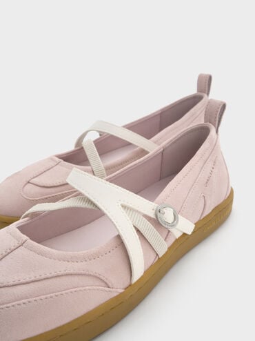 Tiggy Faux Suede Two-Tone Ballet Sneakers, Mauve, hi-res
