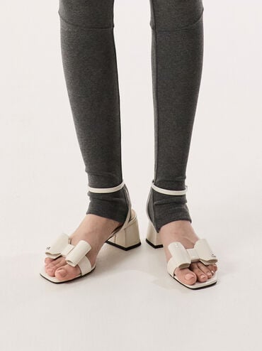 Lu Patent Leather Bow Heeled Sandals, Chalk, hi-res