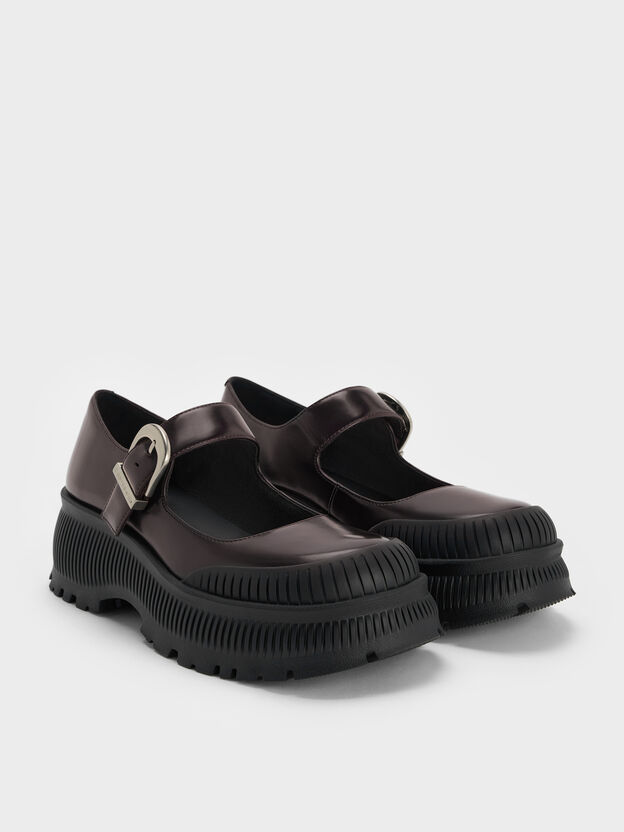 Darra Platform Mary Janes, Burgundy, hi-res