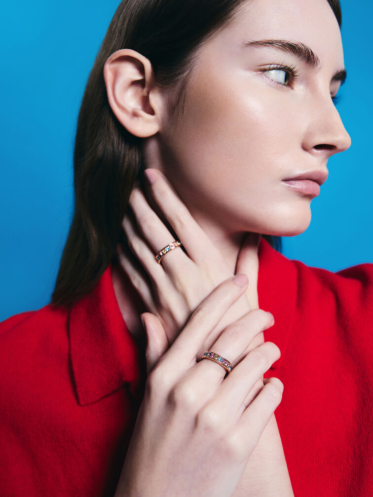 Maeve Crystal-Embellished Ring, Rose Gold, hi-res