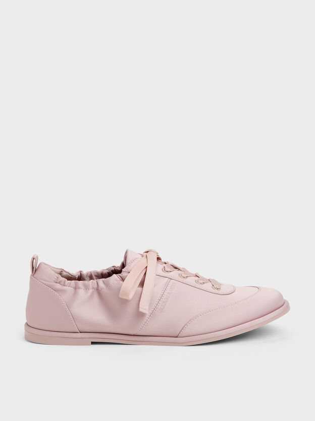 Satin Ruched Sneakers, Pink, hi-res