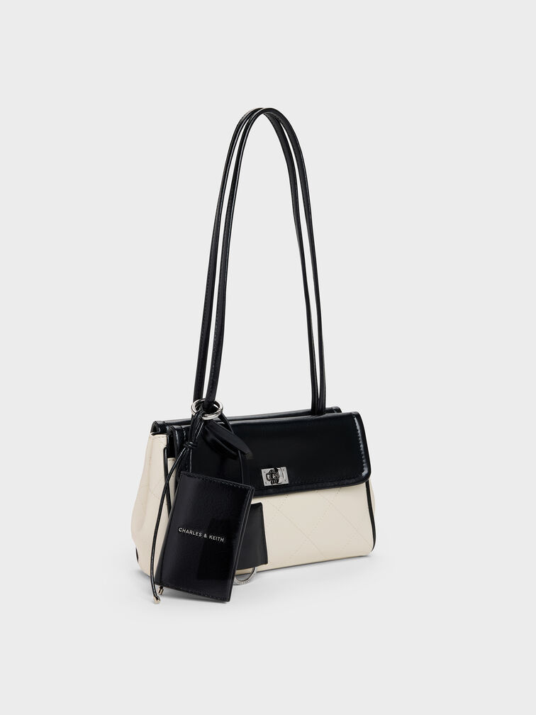 Apfra Two-Tone Quilted Tote Bag, Multi Cream, hi-res
