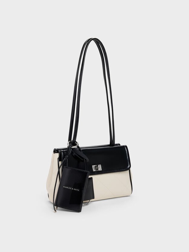 Apfra Two-Tone Quilted Tote Bag, Multi Cream, hi-res