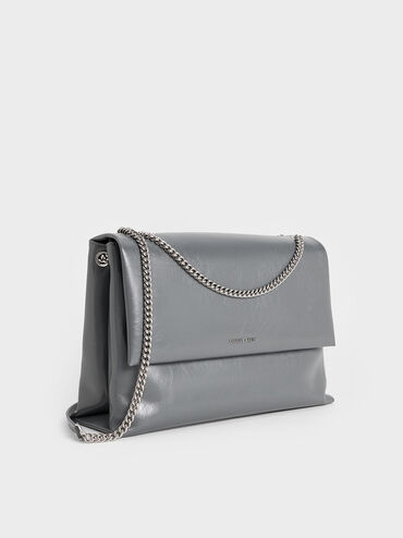 Sianna Chain-Handle Shoulder Bag, Grey, hi-res