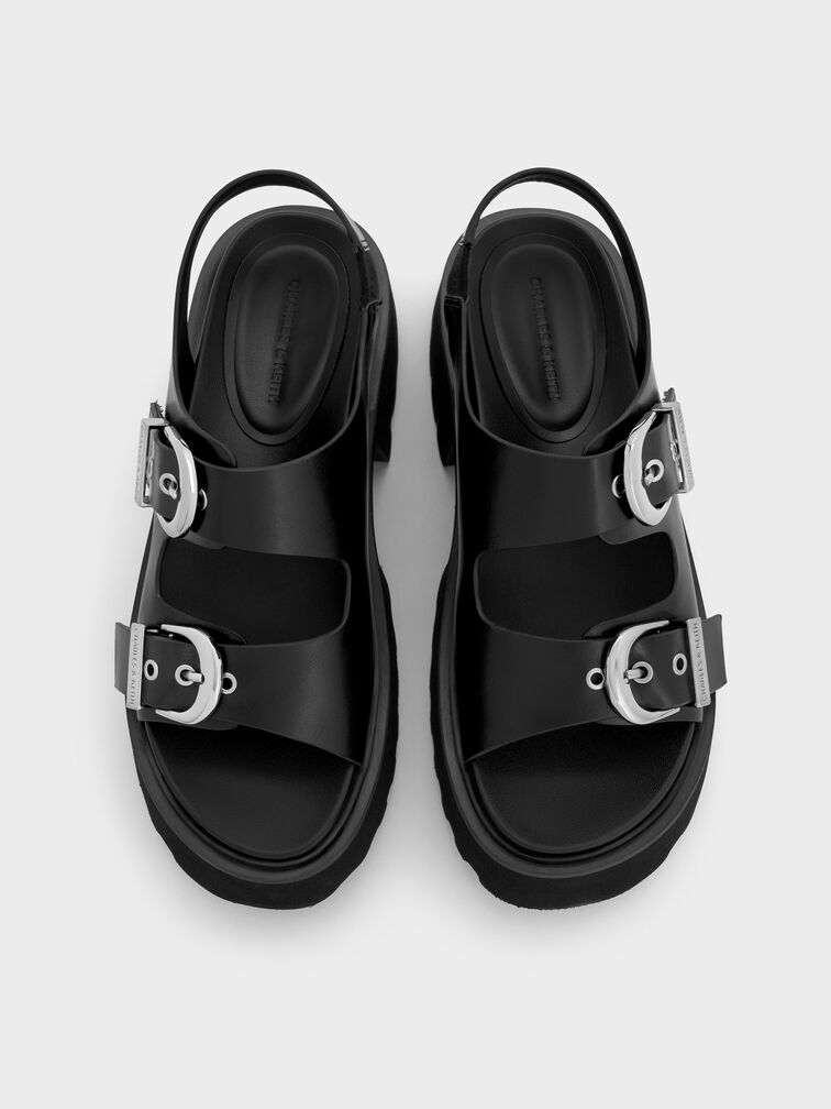 Nadine Slingback Platform Sandals, Black, hi-res