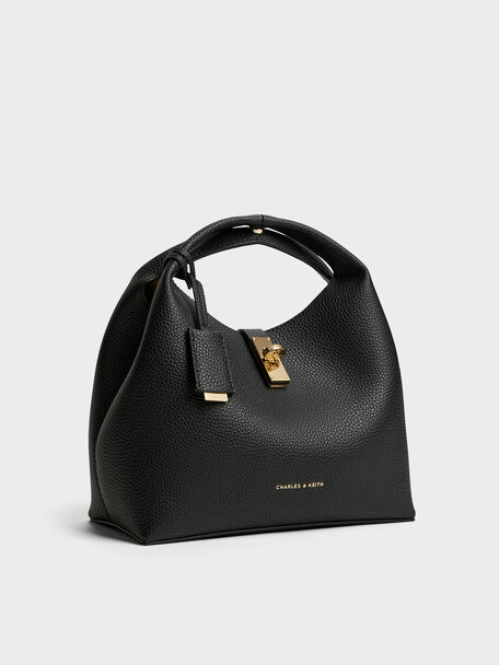 Chance Turn-Lock Bucket Bag, Black, hi-res