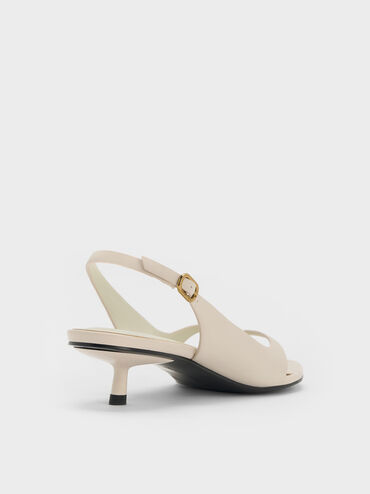 Rayne Square-Toe Kitten-Heel Thong Slingback Sandals, Chalk, hi-res