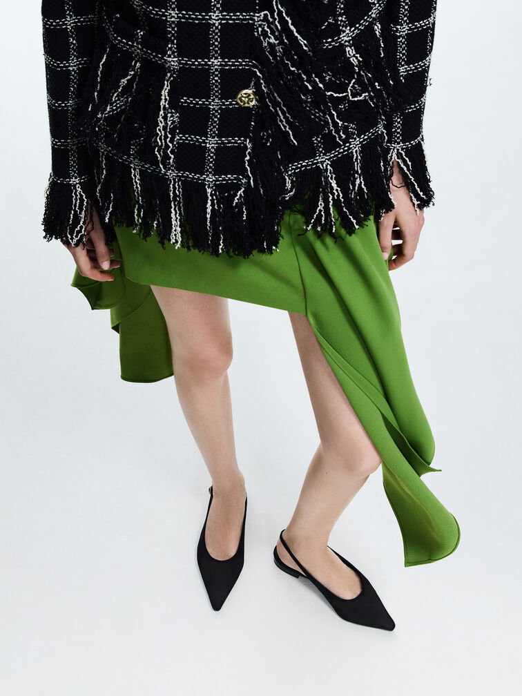 Emelia Faux Suede Slingback Flats, Black Textured, hi-res