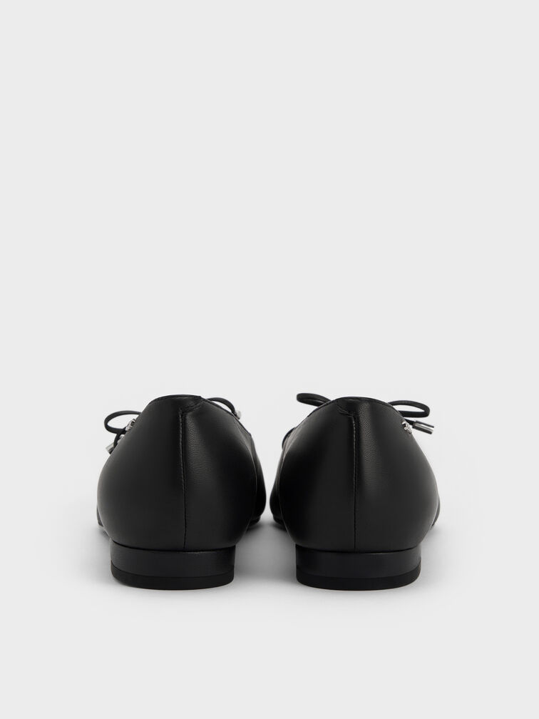 Jianna Leather Lace-Tie Flats, Black, hi-res