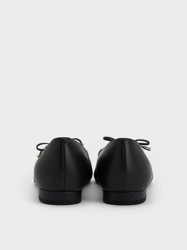 Jianna Leather Lace-Tie Flats, Black, hi-res