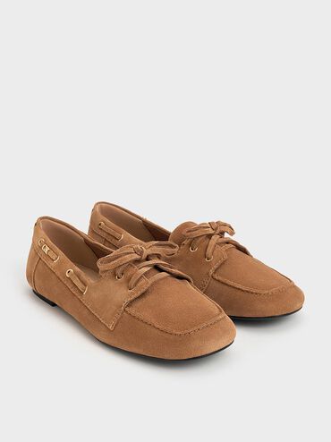 Kori Suede Boat Shoes, Cognac, hi-res