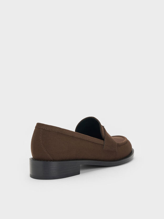 Griselda Faux Suede Loafers, Dark Brown Textured, hi-res