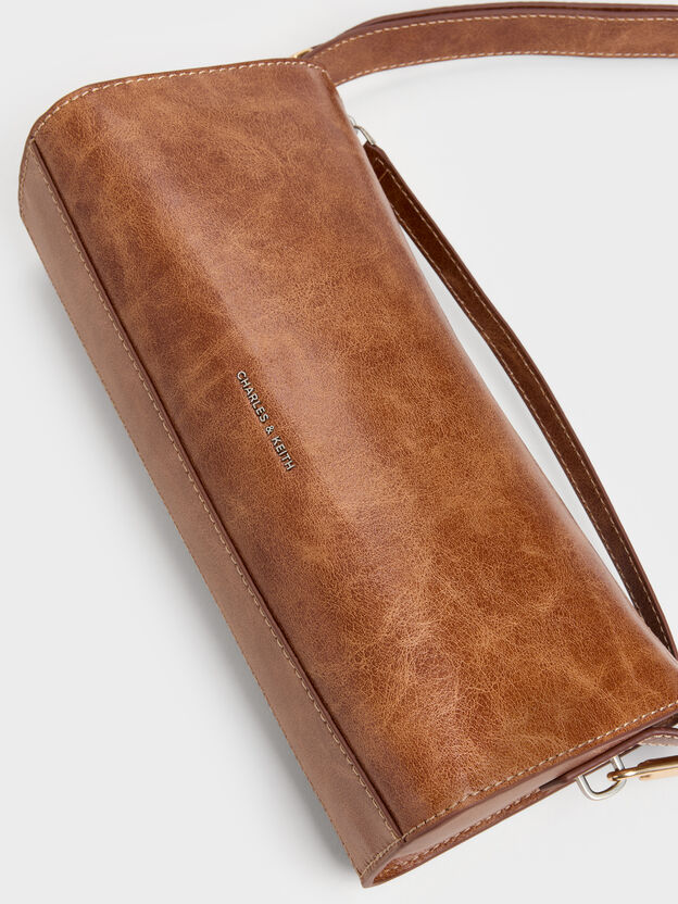 Delfina Elongated Shoulder Bag, Distressed Tan, hi-res