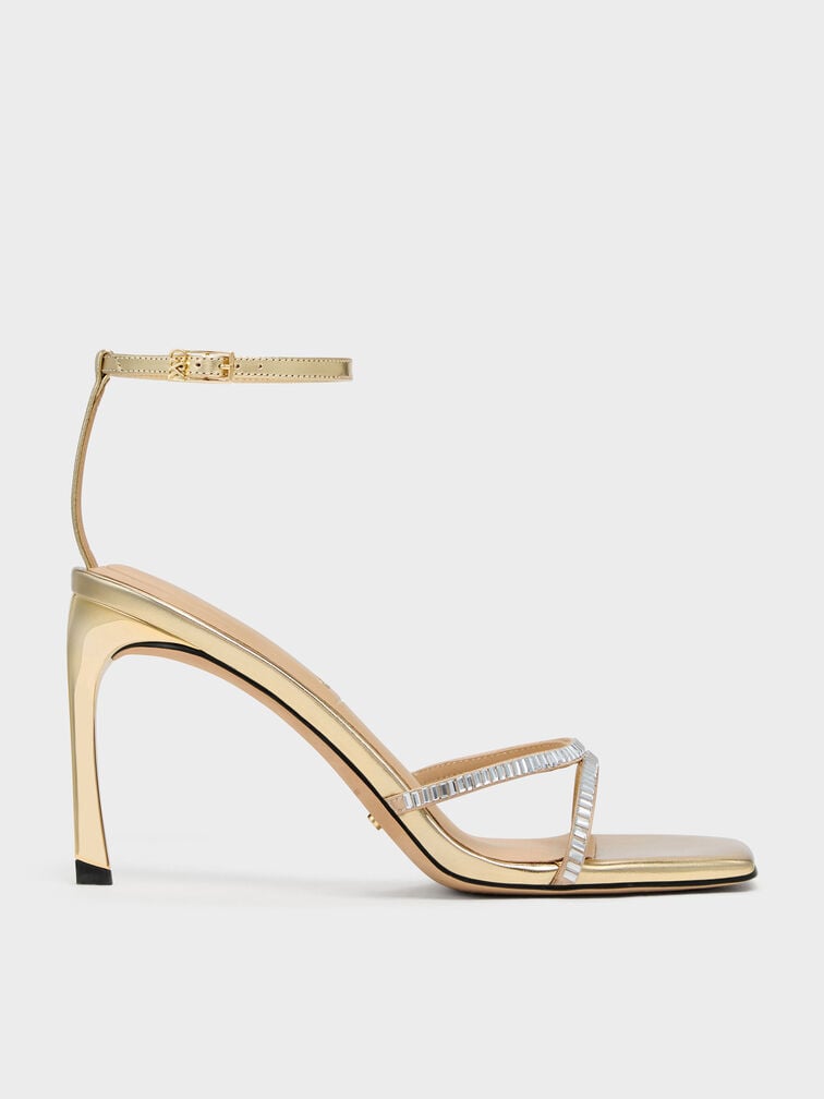 Jaylene Gem Stiletto Sandals, Gold, hi-res