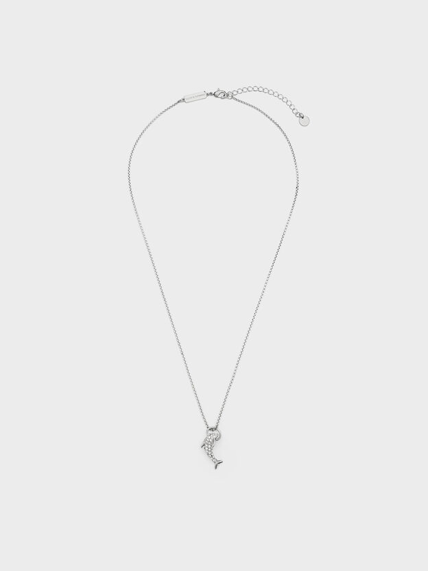 Delfina Crystal-Dolphin Pendant Necklace, Silver, hi-res