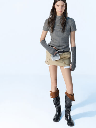 Sianna Metallic Bag Charm​, Silver, hi-res