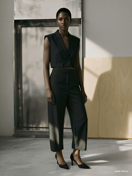 Kerra Twill Pointed D'Orsay Pumps, Black Textured, hi-res