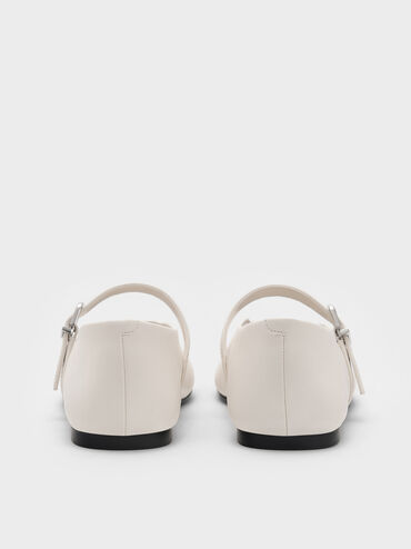 Perforated Rose High-Vamp Mary Janes, Chalk, hi-res