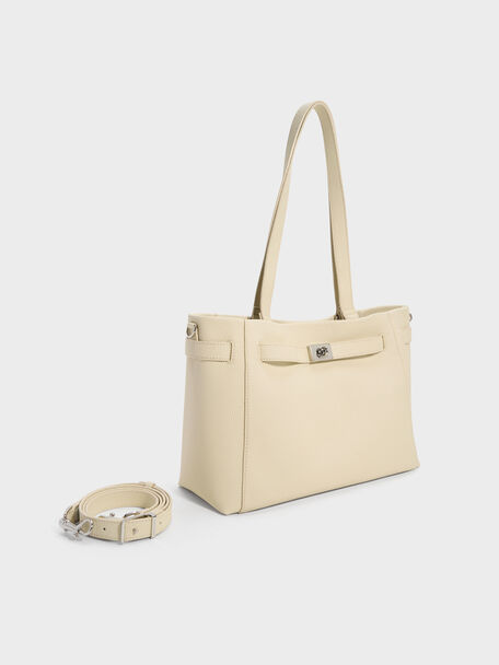 Dinora Belted Tote Bag, Chalk, hi-res
