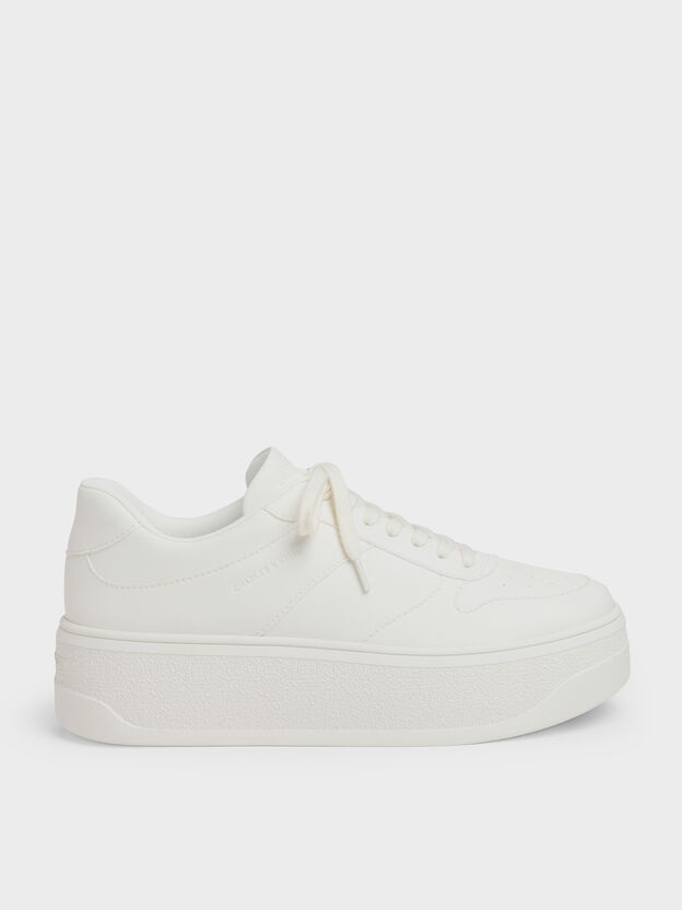 Platform Sneakers, White, hi-res