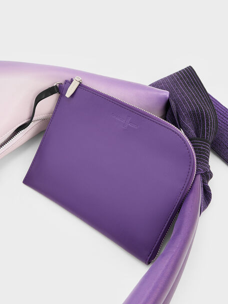 Toni Gradient Knotted Crescent Hobo Bag, Purple, hi-res