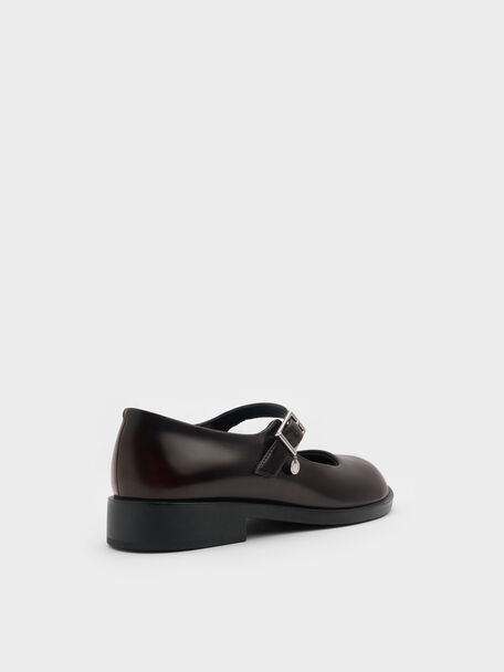 Circle-Charm Buckled Mary Janes, Burgundy, hi-res