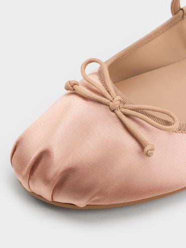 Emiko Satin Bow Mary Jane Flats, Nude, hi-res