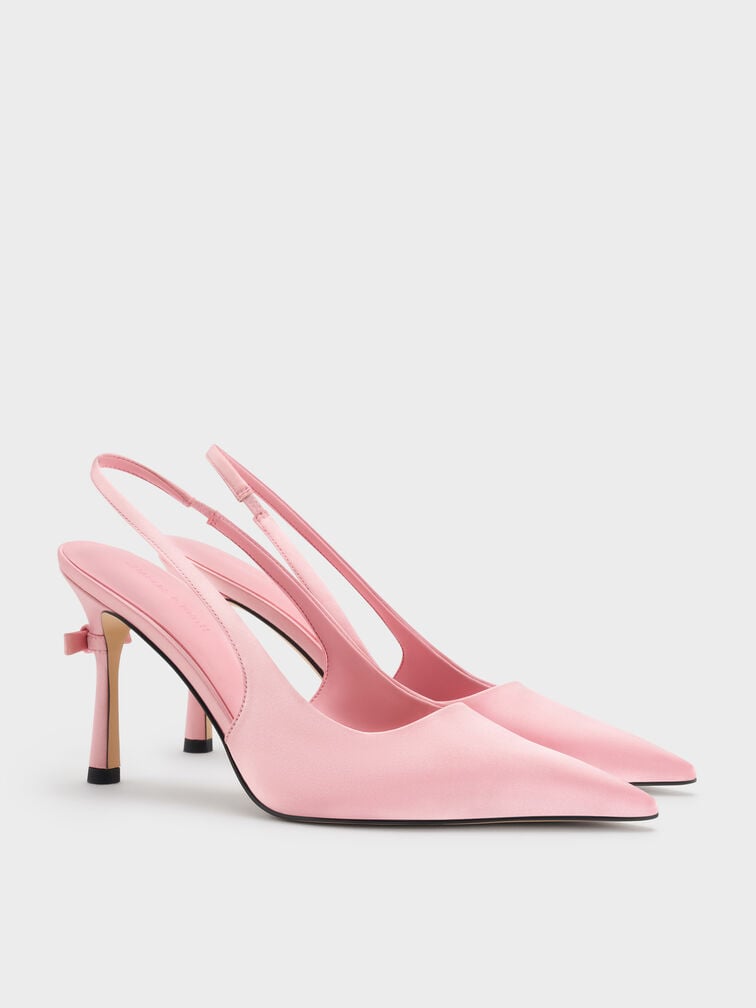 Brantley Bow Slingback Pumps, Pink, hi-res
