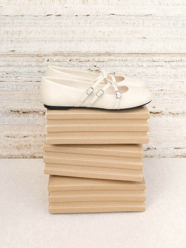 Triple-Strap Mary Jane Flats, Chalk, hi-res