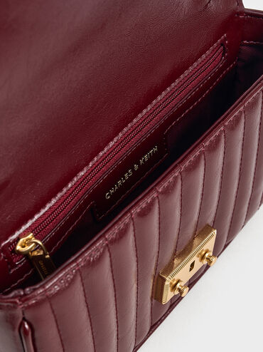 Mini Donna Crinkle-Effect Bag, Burgundy, hi-res
