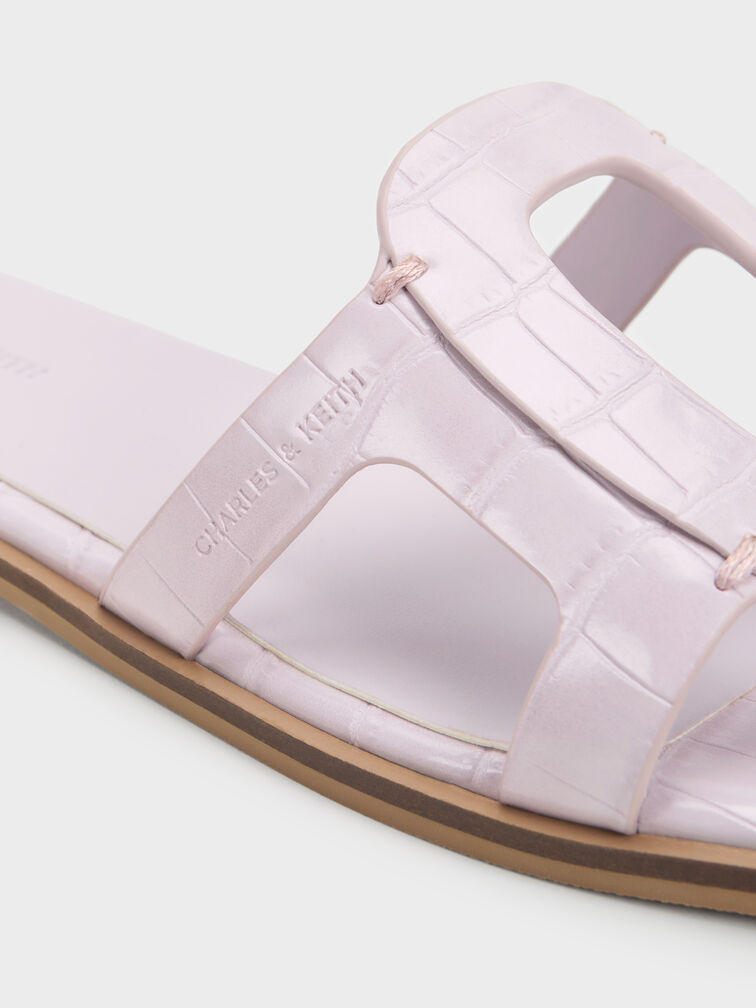 Easley Croc-Effect Cut-Out Slide Sandals, Animal Print Lilac, hi-res