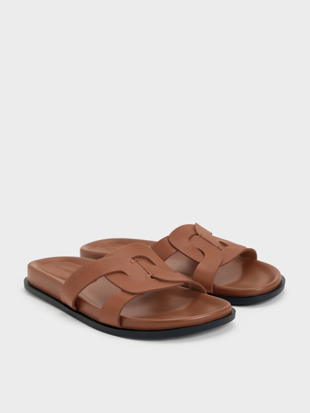 Fannie Interwoven Slide Sandals, Brown, hi-res