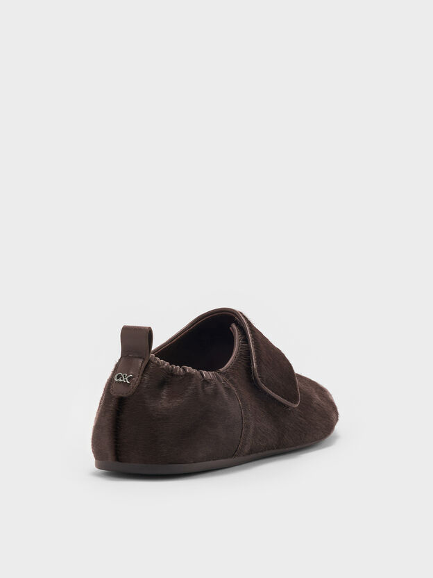 Pippa Calf Hair Ballet Flats, Dark Brown Textured, hi-res