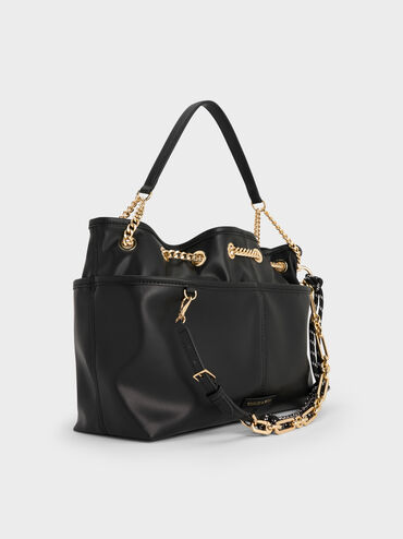 Addison Knotted-Rope Tote Bag, Black, hi-res