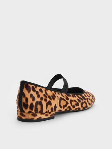 Leopard-Print Textured Mary Jane Flats, Multi, hi-res