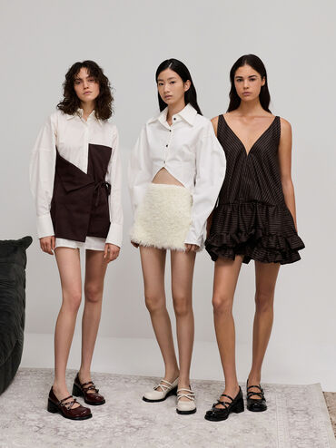 Triple-Strap Crossover Block-Heel Mary Janes, Black Box, hi-res