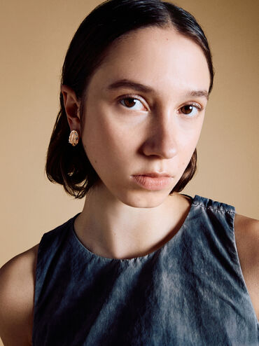 Ottilie Crystal Sculptural Stud Earrings, Rose Gold, hi-res