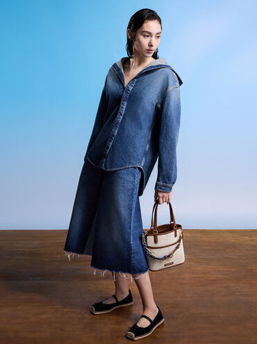 Addison Canvas Knotted-Rope Reversible Tote Bag, Taupe Canvas, hi-res