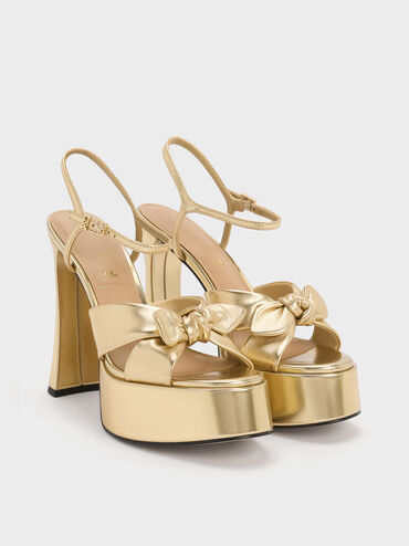 Jayce Leather Platform Sandals, Gold, hi-res