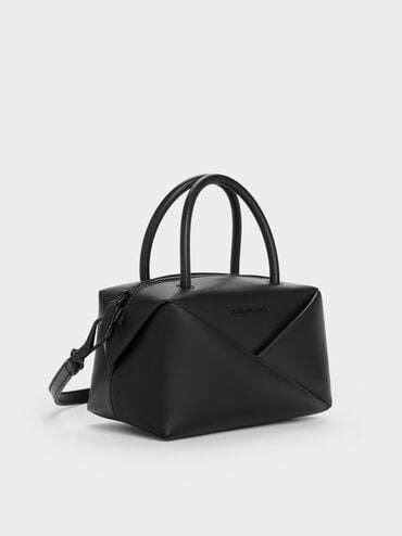 Midori Geometric Bowling Bag, Jet Black, hi-res