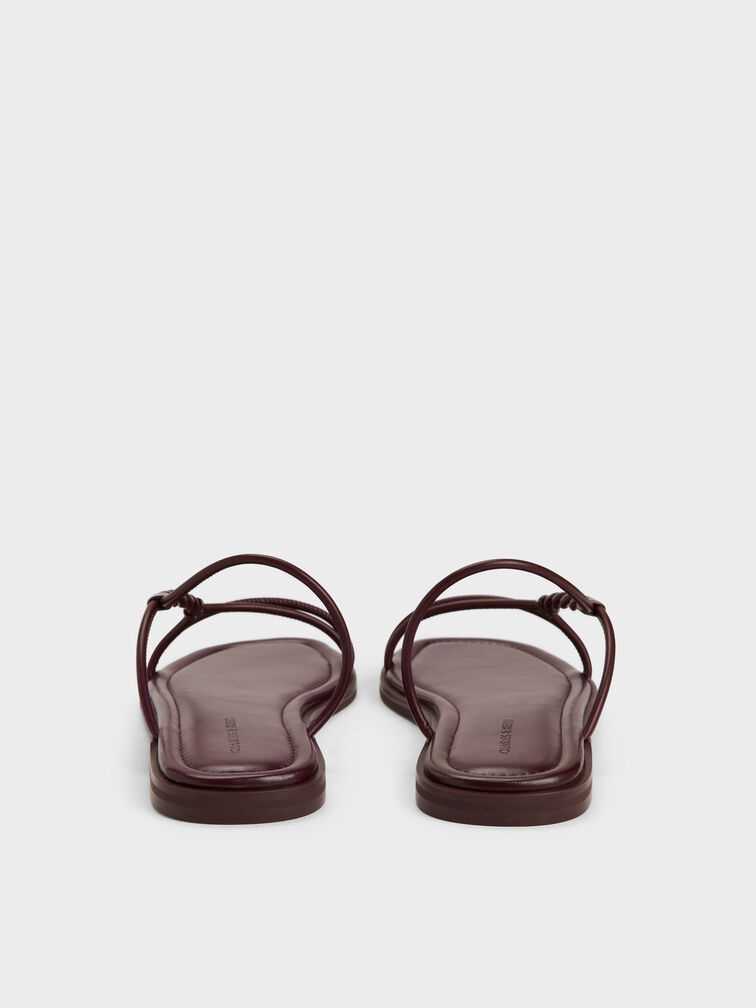 Fianna Twist-Strap Slide Sandals, Burgundy, hi-res